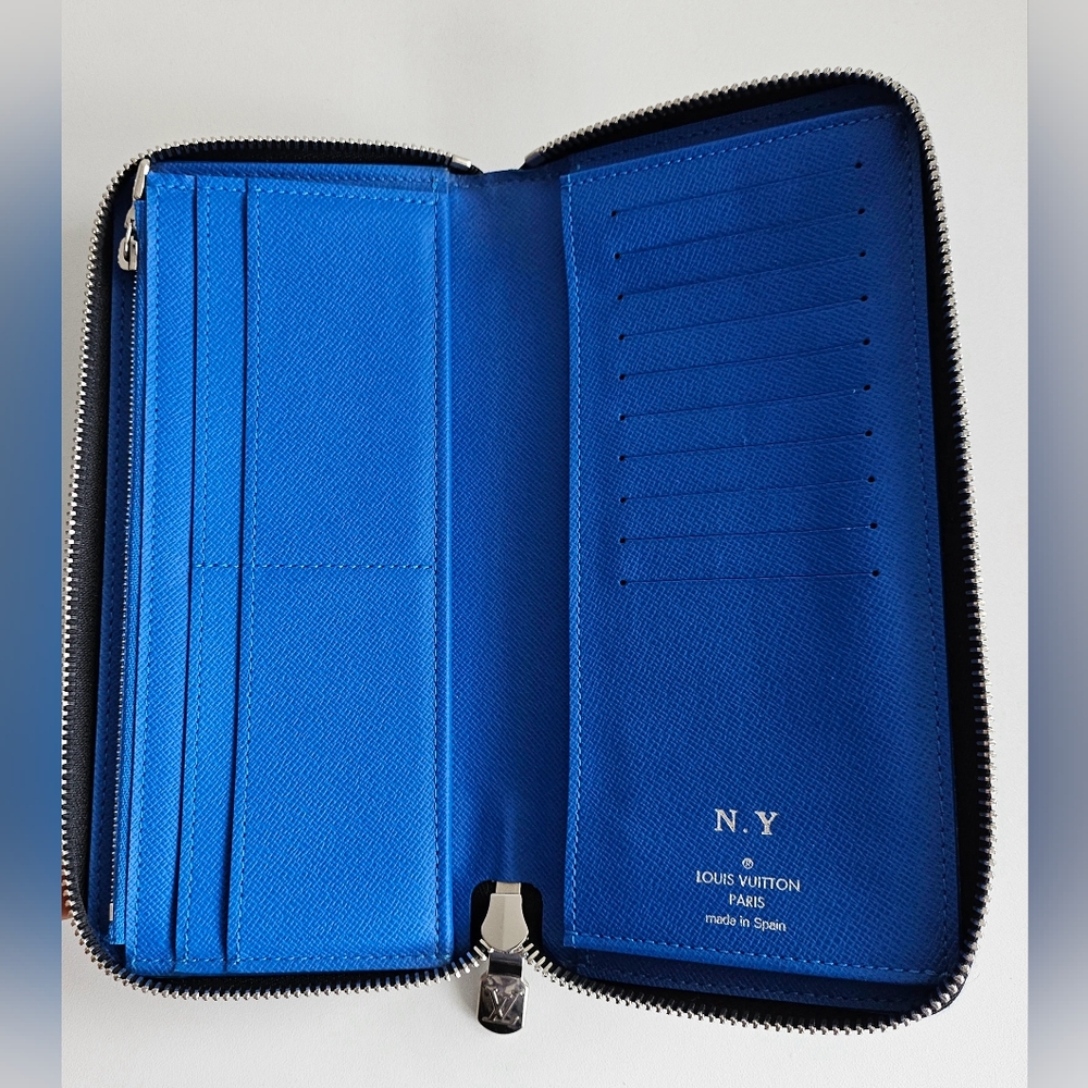 Louis Vuitton Black & Blue Taiga Vertical Long Zippy Wallet - Picture 6 of 11